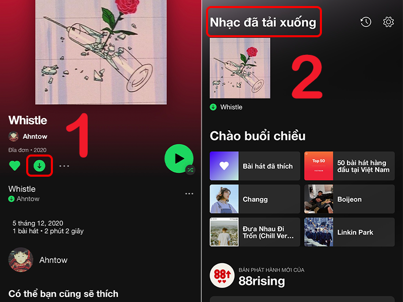 Danh sách nhạc Spotify đã tải xuống